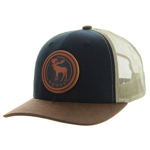 KSM185 MOOSE , CANVAS/OIL LEATHER TRUCKER - BLACK/BROWN/KHAKI