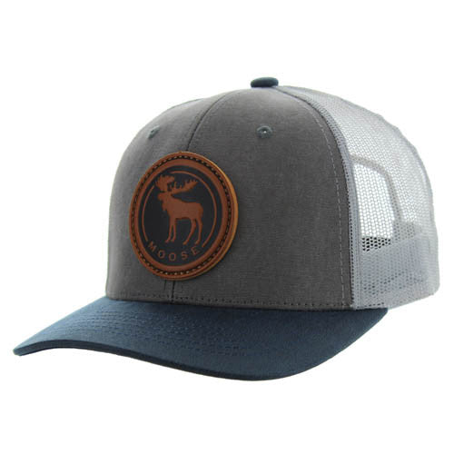 KSM185 MOOSE , CANVAS/OIL LEATHER TRUCKER - CHARCOAL/NAVY/GRAY