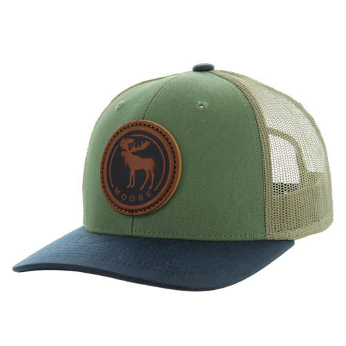 KSM185 MOOSE , CANVAS/OIL LEATHER TRUCKER - GREEN/NAVY/KHAKI