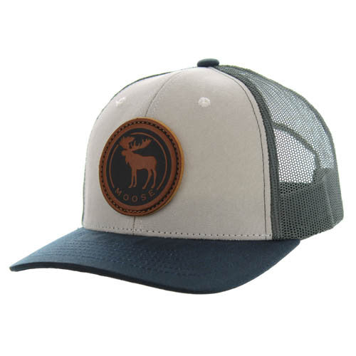 KSM185 MOOSE , CANVAS/OIL LEATHER TRUCKER - LIGHT GRAY/NAVY/CHARCOAL