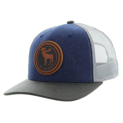 KSM185 MOOSE , CANVAS/OIL LEATHER TRUCKER - NAVY/CHARCOAL/GRAY