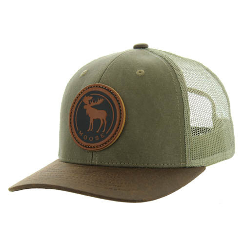 KSM185 MOOSE , CANVAS/OIL LEATHER TRUCKER - OLIVE/BROWN/KHAKI