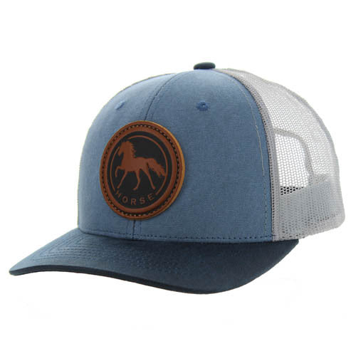 KSM185 HORSE , CANVAS/OIL LEATHER TRUCKER - INDIGO BLUE/NAVY/GRAY