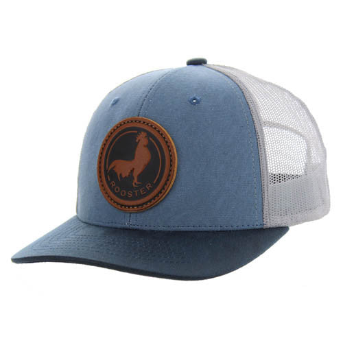 KSM185 ROOSTER , CANVAS/OIL LEATHER TRUCKER - INDIGO BLUE/NAVY/GRAY