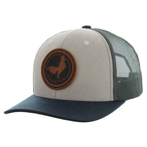 KSM185 ROOSTER , CANVAS/OIL LEATHER TRUCKER - LIGHT GRAY/NAVY/CHARCOAL