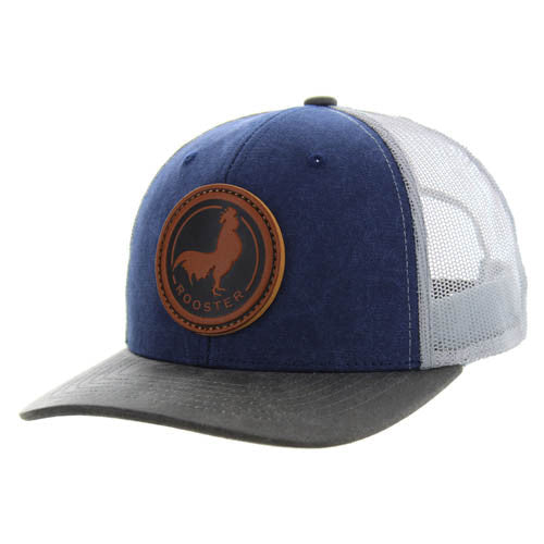 KSM185 ROOSTER , CANVAS/OIL LEATHER TRUCKER - NAVY/CHARCOAL/GRAY