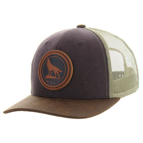 KSM185 WOLF , CANVAS/OIL LEATHER TRUCKER - BROWN/BROWN/KHAKI