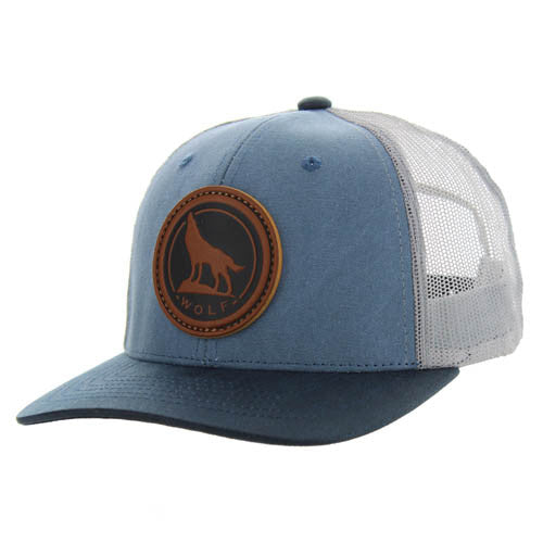 KSM185 WOLF , CANVAS/OIL LEATHER TRUCKER - INDIGO BLUE/NAVY/GRAY