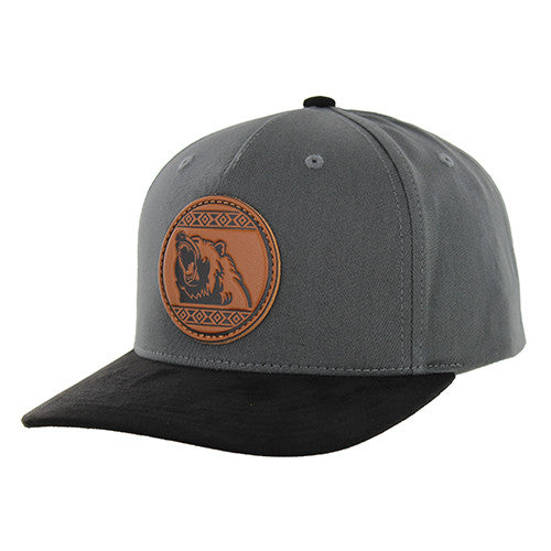 KSM654 NATIVE BEAR, COTTON WITH SUEDE VISOR-CHARCOAL/BLACK