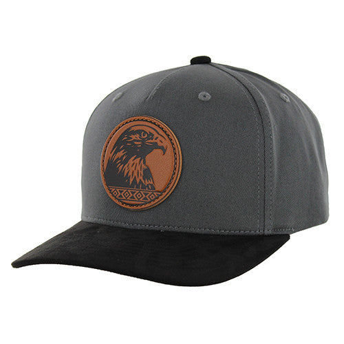 KSM655 NATIVE EAGLE, COTTON WITH SUEDE VISOR-CHARCOAL/BLACK