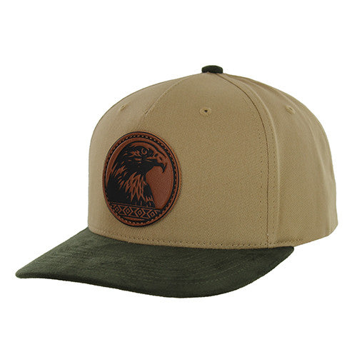 KSM655 NATIVE EAGLE, COTTON WITH SUEDE VISOR-KHAKI/OLIVE