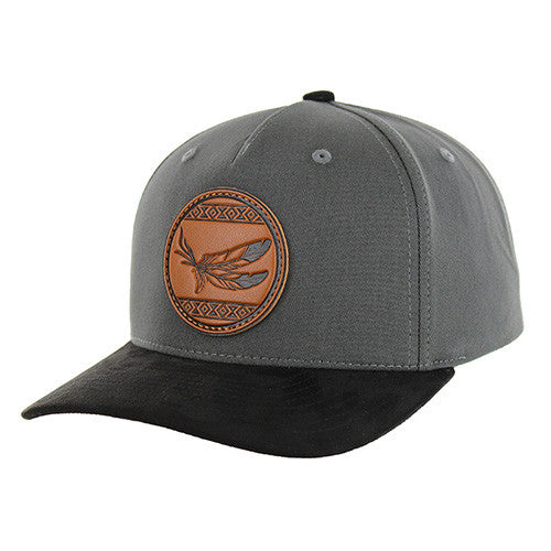KSM656 NATIVE FEATHER,COTTON WITH SUEDE VISOR-CHARCOAL/BLACK