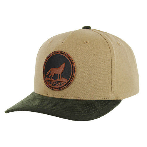 KSM657 NATIVE WOLF,COTTON WITH SUEDE VISOR-KHAKI/OLIVE