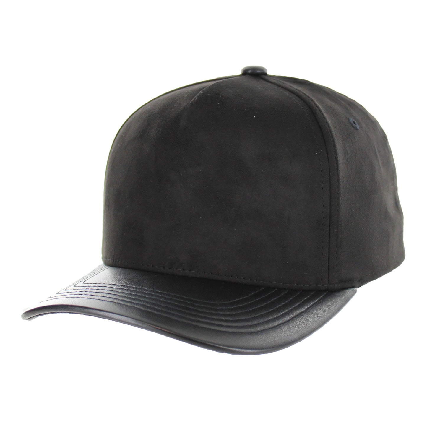 K804SPV - 5 PANEL SUEDE + PU VISOR CAP
