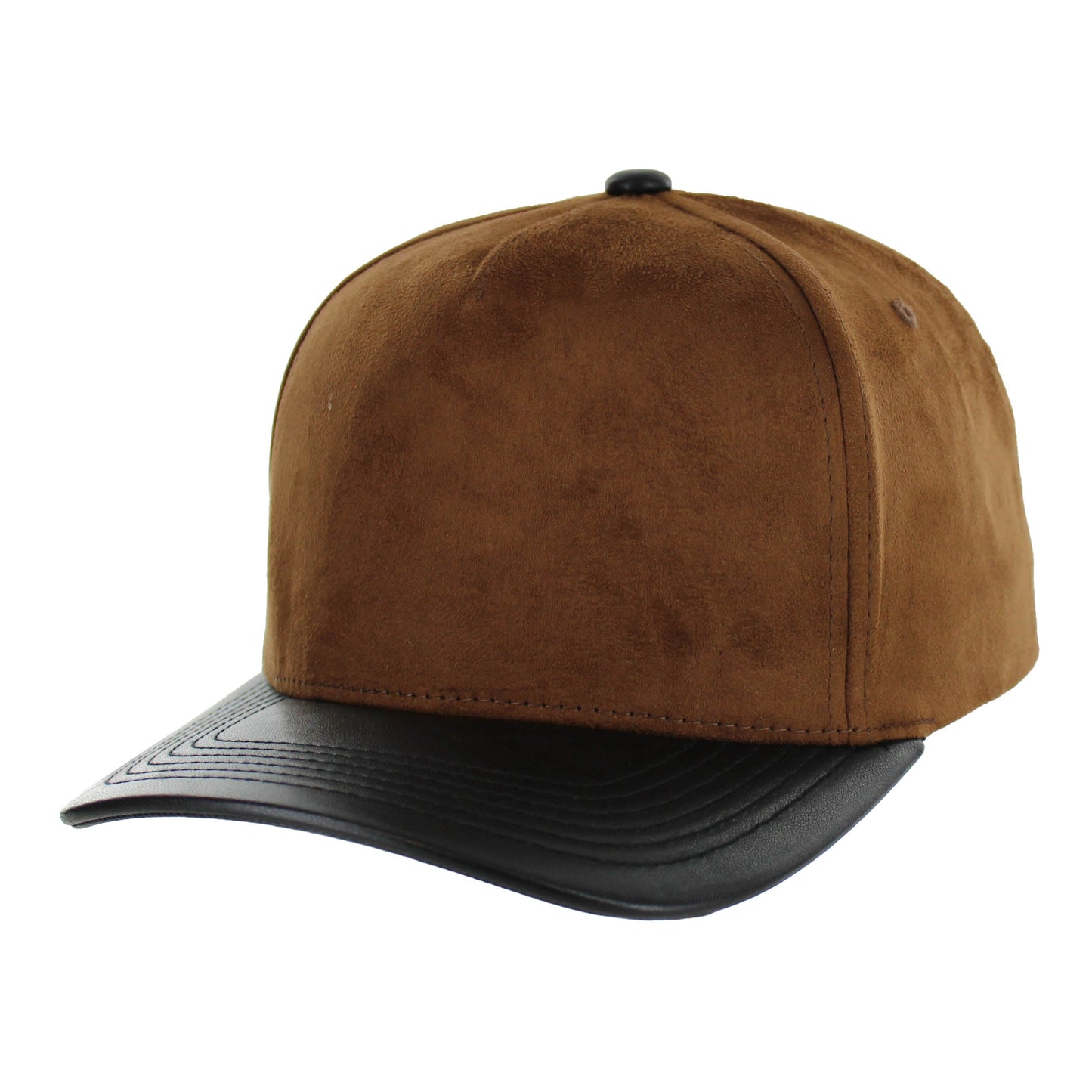 K804SPV - 5 PANEL SUEDE + PU VISOR CAP
