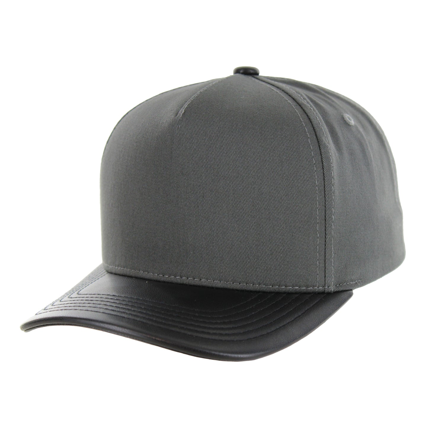 K804PV - 5 PANEL COTTON/PU VISOR CAP