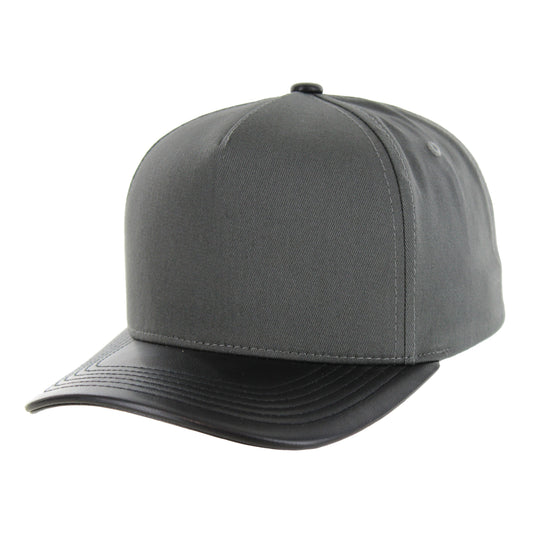 K804PV - 5 PANEL COTTON/PU VISOR CAP