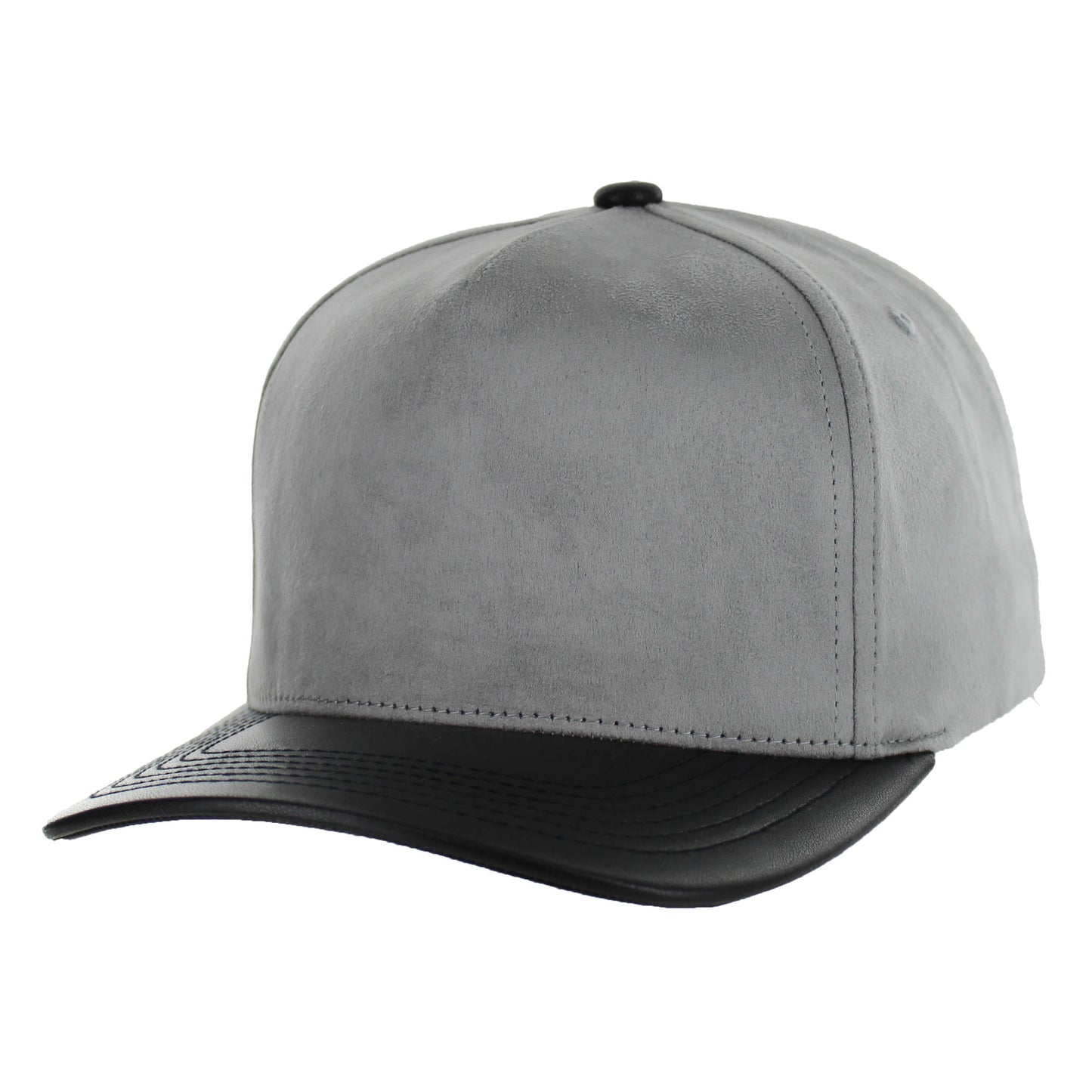 K804SPV - 5 PANEL SUEDE + PU VISOR CAP