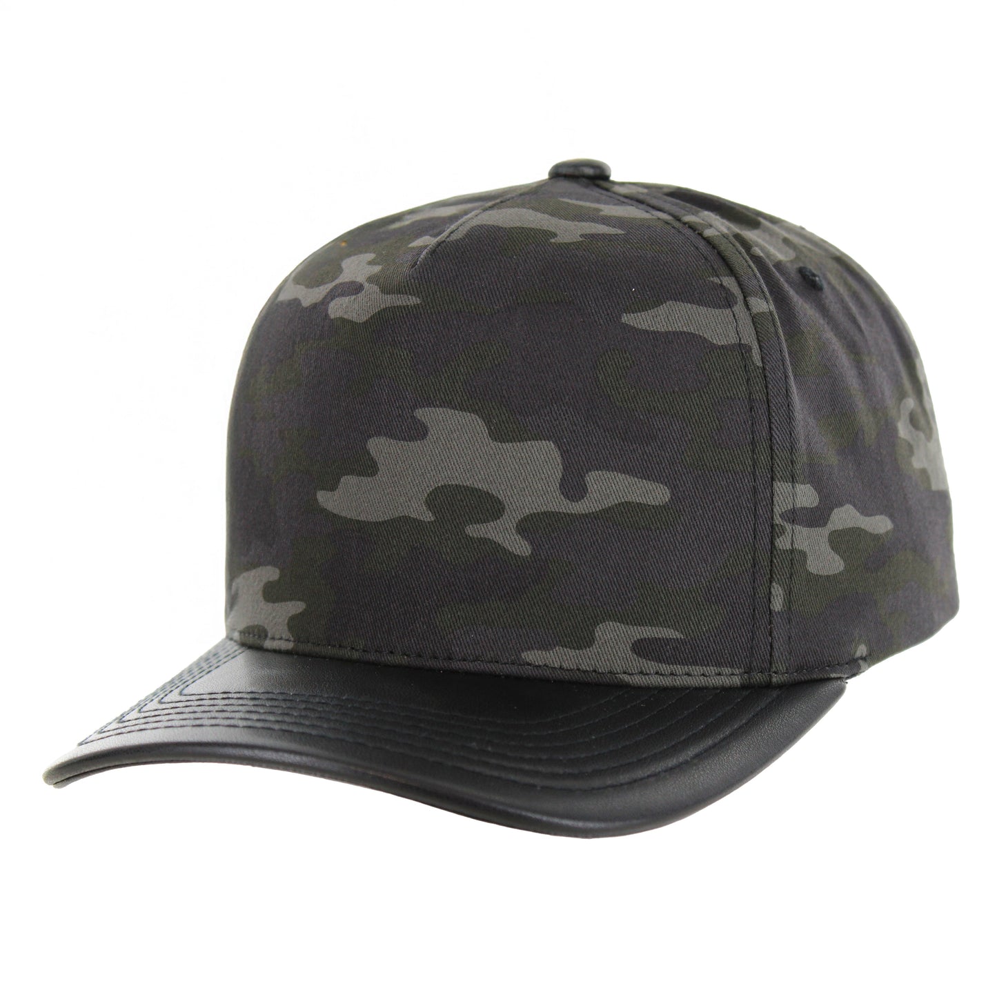 K804PV - 5 PANEL COTTON/PU VISOR CAP