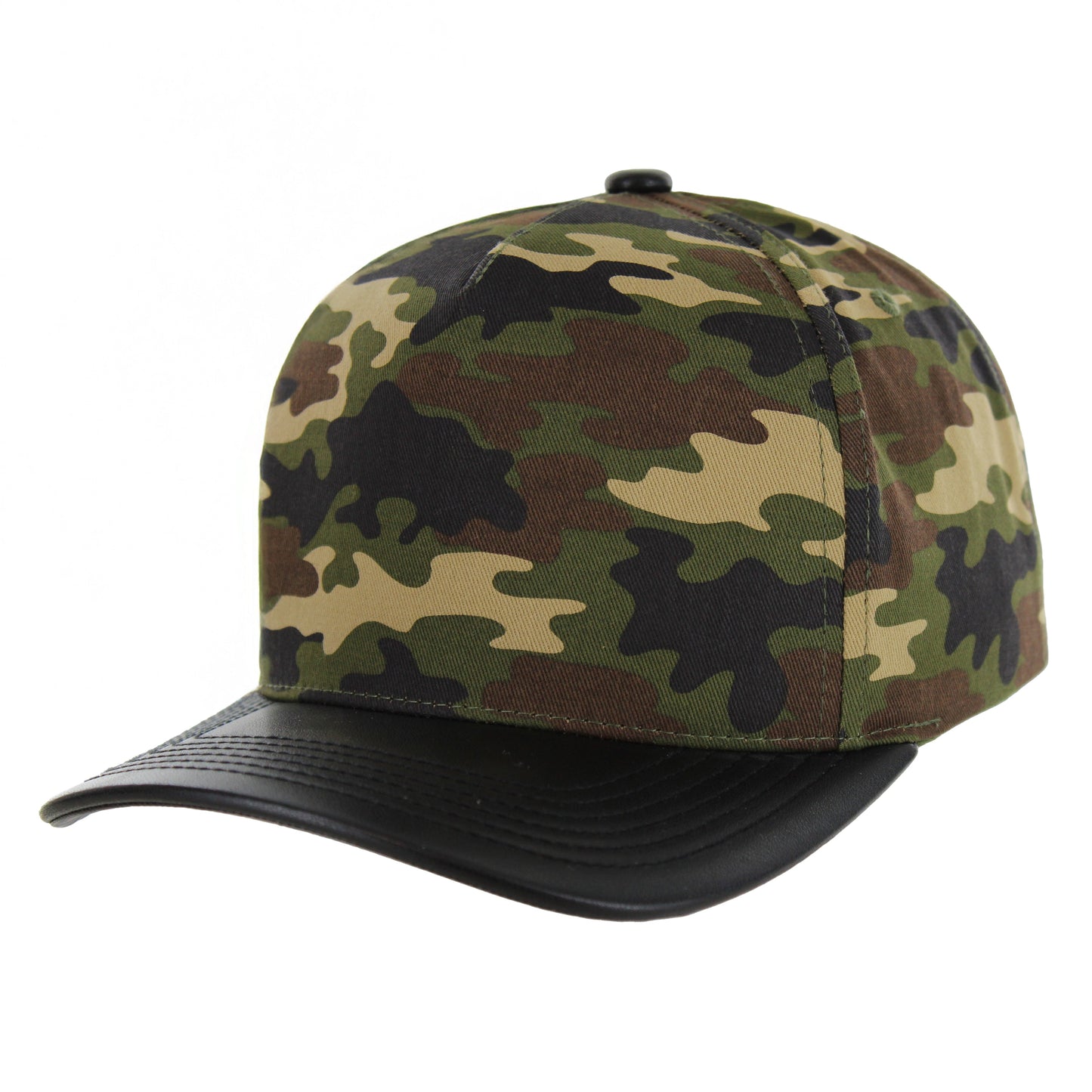 K804PV - 5 PANEL COTTON/PU VISOR CAP