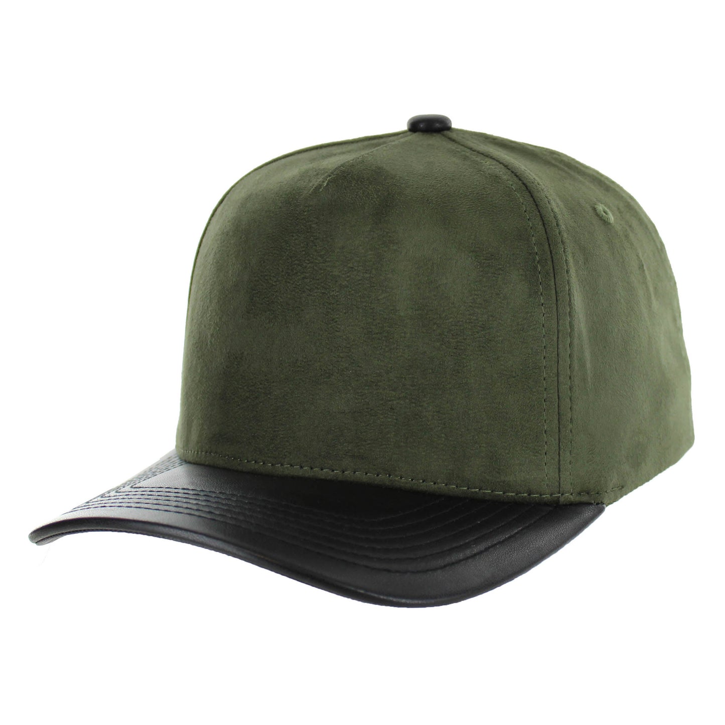 K804SPV - 5 PANEL SUEDE + PU VISOR CAP