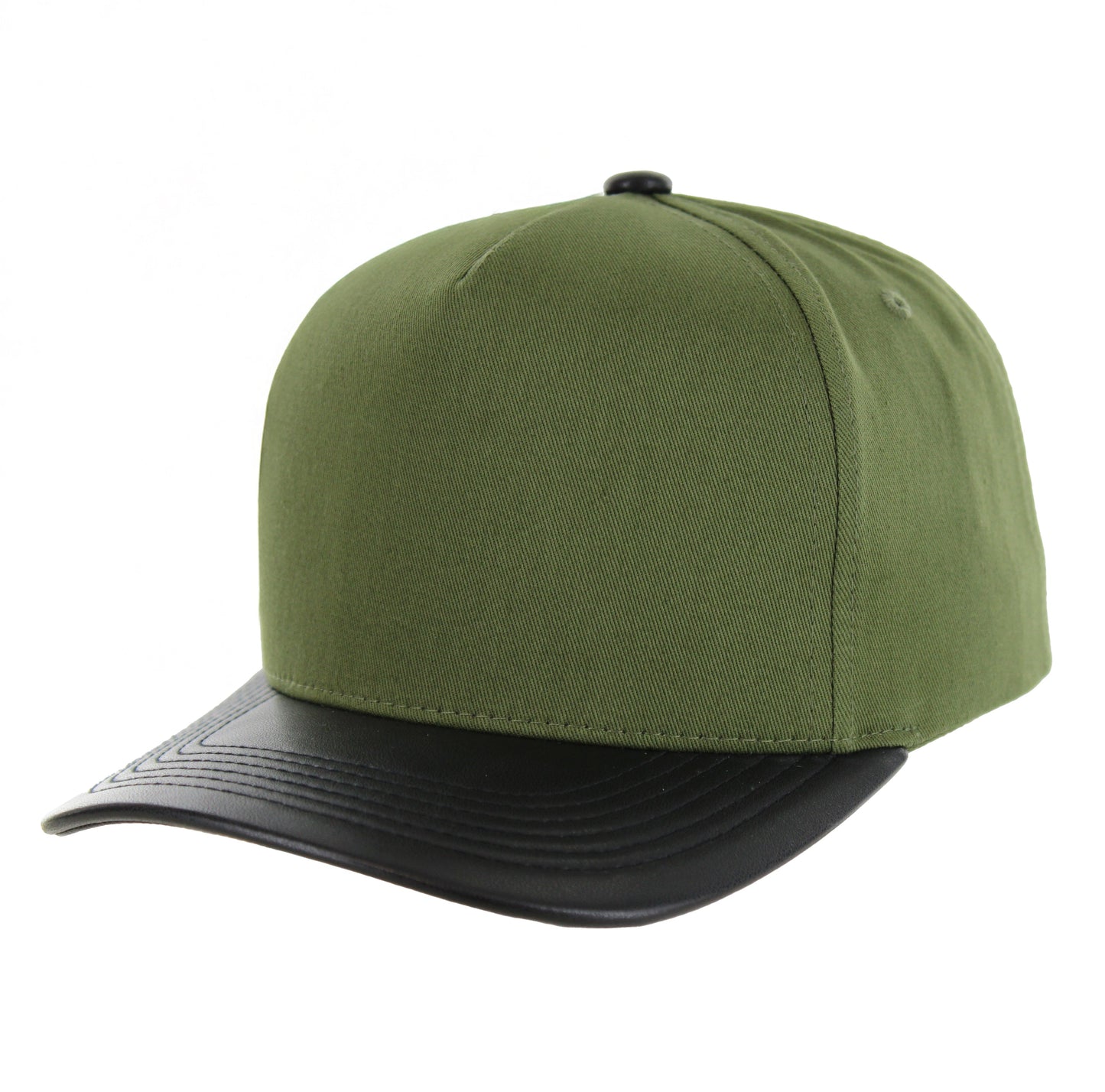 K804PV - 5 PANEL COTTON/PU VISOR CAP