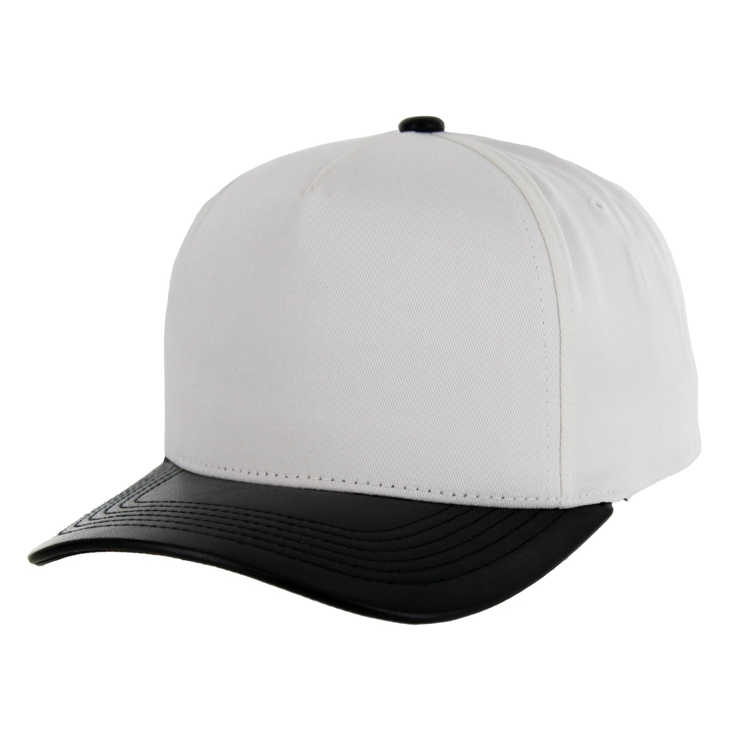 K804PV - 5 PANEL COTTON/PU VISOR CAP