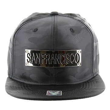 SM013 San Francisco Snapback (Solid Black Military Camo)