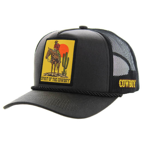 SM019 COWBOY , OIL LEATHER TRUCKER - BLACK
