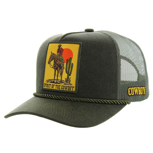 SM019 COWBOY , OIL LEATHER TRUCKER - OLIVE