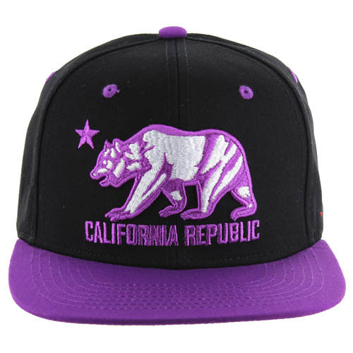SM025 Cali Bear Snapback (black & purple)