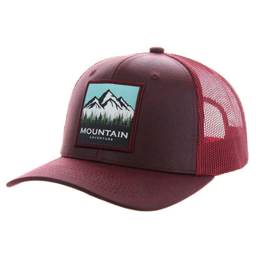SM031 MOUNTAIN , OIL LEATHER TRUCKER - BURGUNDY