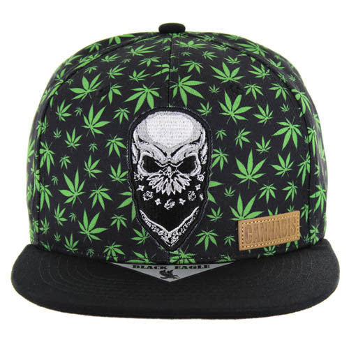 SM103 MARIJUANA SKULL - BLACK/BLACK