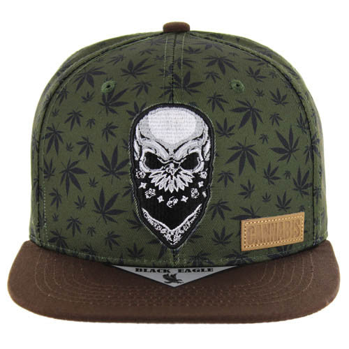 SM103 MARIJUANA SKULL - OLIVE/BROWN