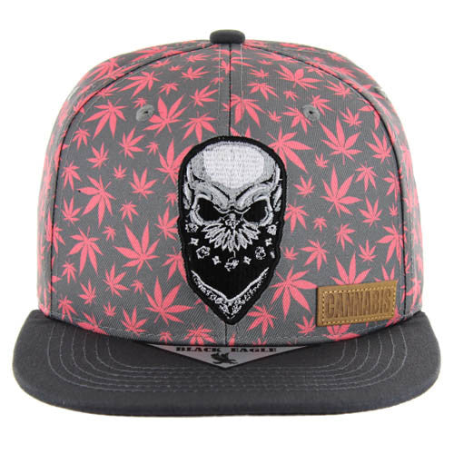 SM103 MARIJUANA SKULL - PINK/CHARCOAL