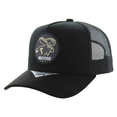 SM104 MOOSE , COTTON/SUEDE TRUCKER - BLACK/BLACK/BLACK
