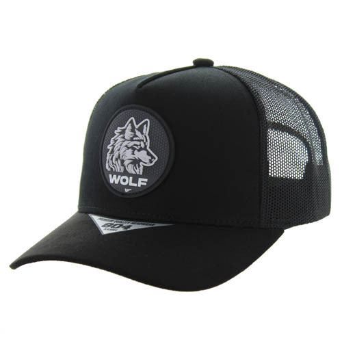 SM104 WOLF , COTTON/SUEDE TRUCKER - BLACK/BLACK/BLACK