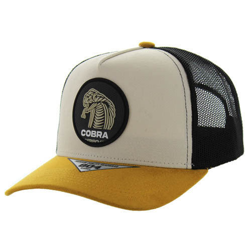 SM104 COBRA , COTTON/SUEDE TRUCKER - NATURAL/MUSTARD/BLACK