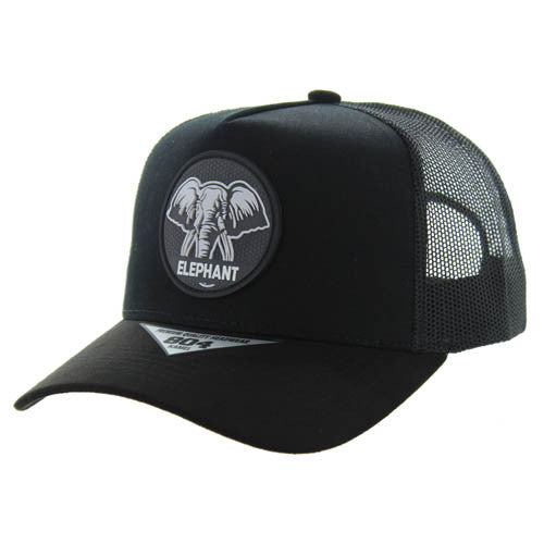 SM104 ELEPHANT , COTTON/SUEDE TRUCKER - BLACK/BLACK/BLACK