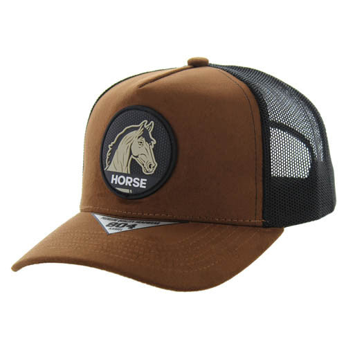 SM104 HORSE , SUEDE TRUCKER - BROWN/BLACK