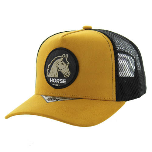 SM104 HORSE , SUEDE TRUCKER - MUSTARD/BLACK