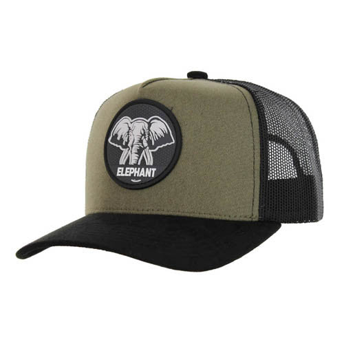 SM104 ELEPHANT , COTTON/SUEDE TRUCKER - OLIVE/BLACK/BLACK