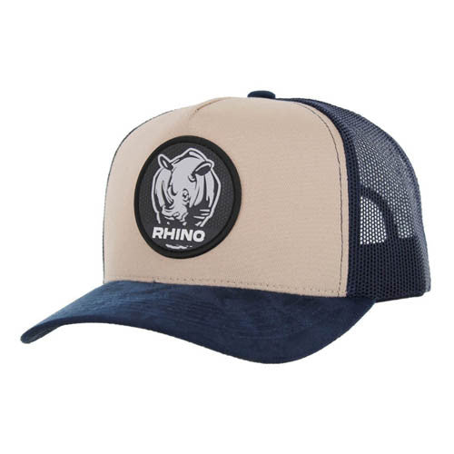 SM104 RHINO , COTTON/SUEDE TRUCKER - KHAKI/STEEL BLUE/ NAVY