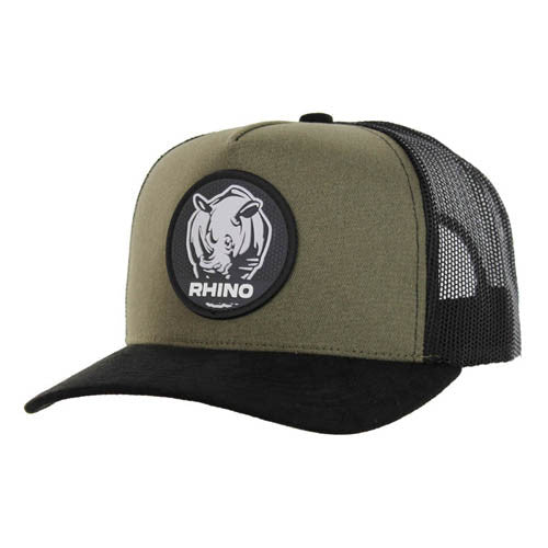 SM104 RHINO , COTTON/SUEDE TRUCKER - OLIVE/BLACK/BLACK