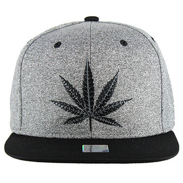 SM136 Marijuana Snapback (Heather Grey & Black)