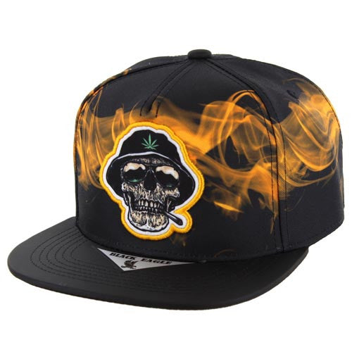 SM227 MARIJUANA SKULL- BLACK(GOLD)