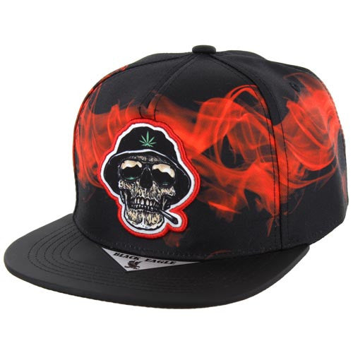 SM227 MARIJUANA SKULL- BLACK(RED)