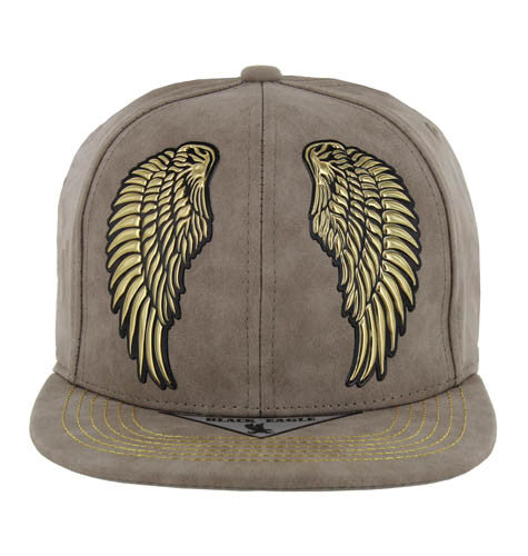 SM279 WING, METALLIC GOLD PATCH, SUEDE PU - KHAKI