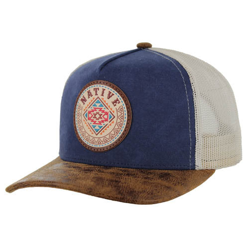 SM280 NATIVE , TRUCKER - NAVY/BROWN PU