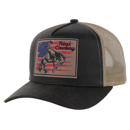 SM285 REAL COWBOY , TRUCKER - BLACK/KHAKI
